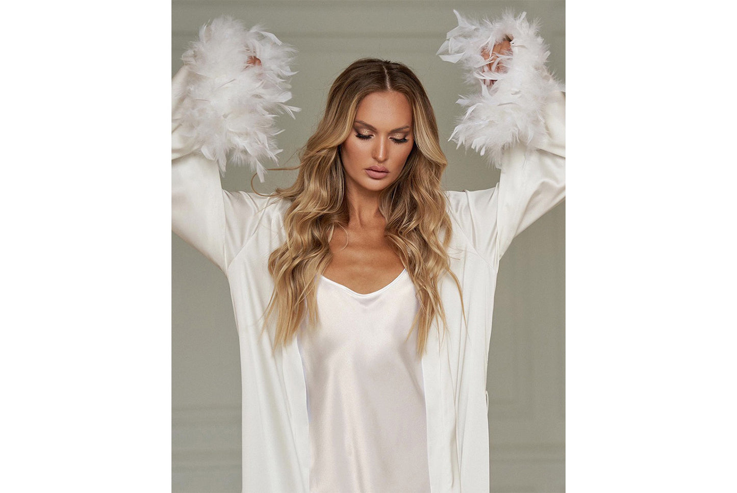 **Sexy Strappy Satin Nightdress Two-Piece Set**