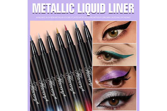 **Pearl Shine Metallic Eyeliner Liquid Pen (10-Color Metallic Eyeliner Set)**