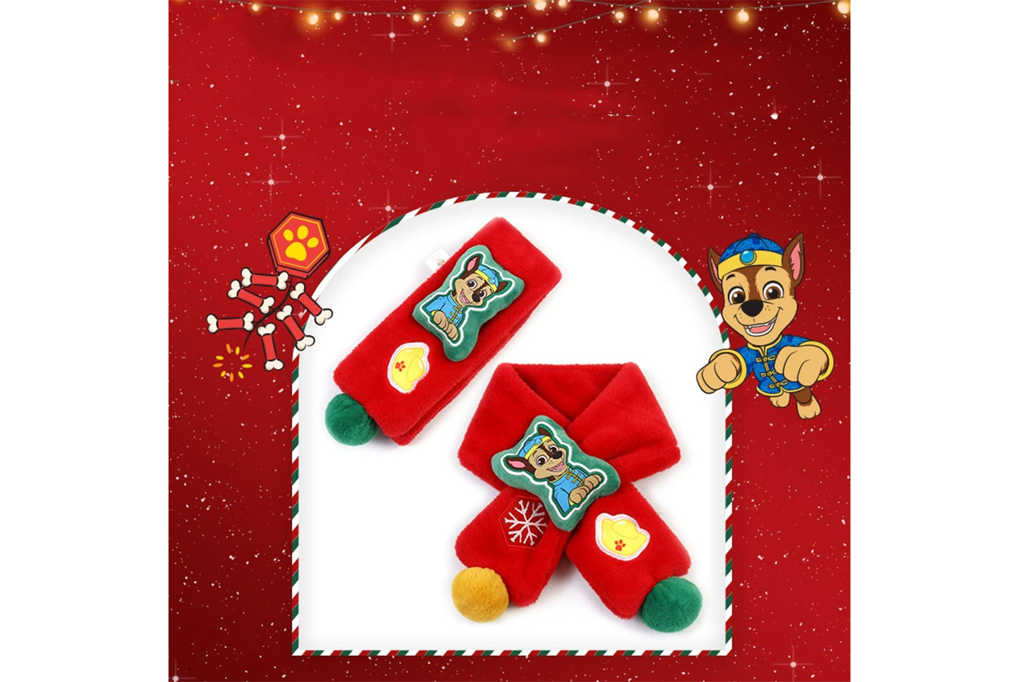 **Paw Patrol New Year Red Children's Warm Scarf (Adjustable)**