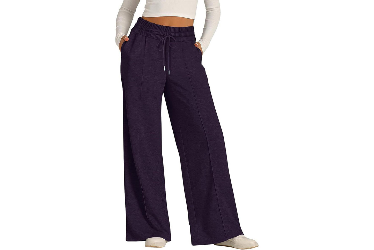 Women's Solid Color Casual Wide-Leg Sweatpants