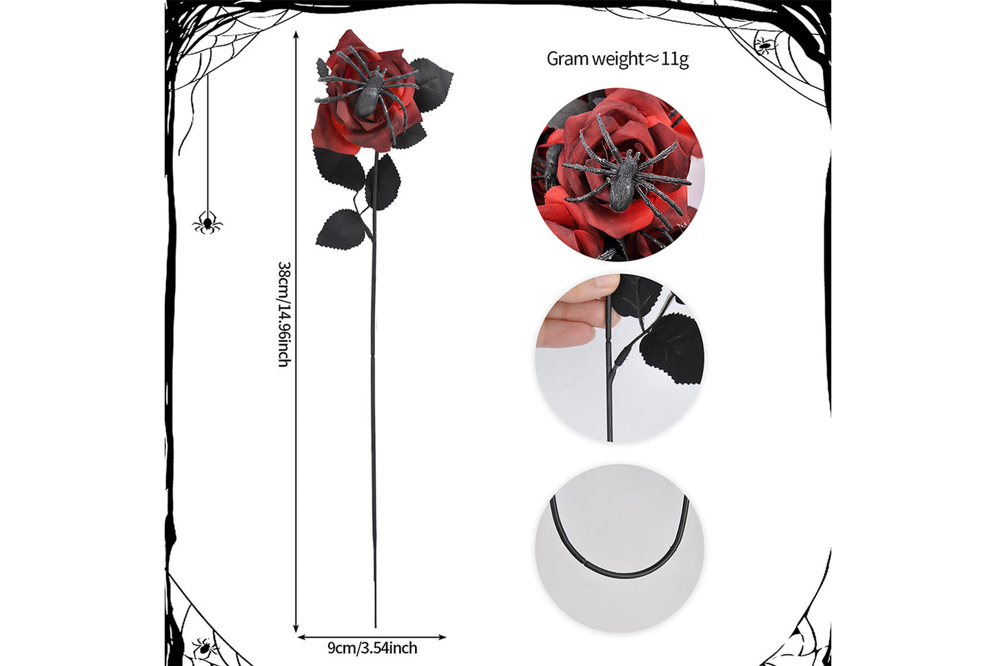 Halloween Skull Spider Roses (10-Pack)