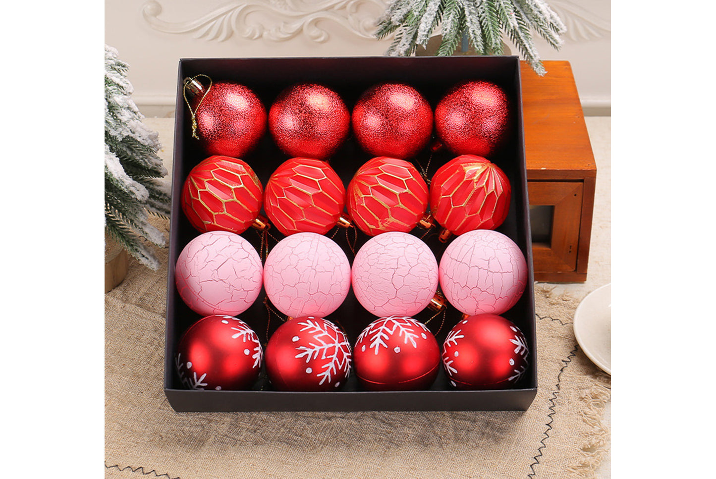 Painted Christmas Ball Pendant Set - Shaped Christmas Tree Decoration