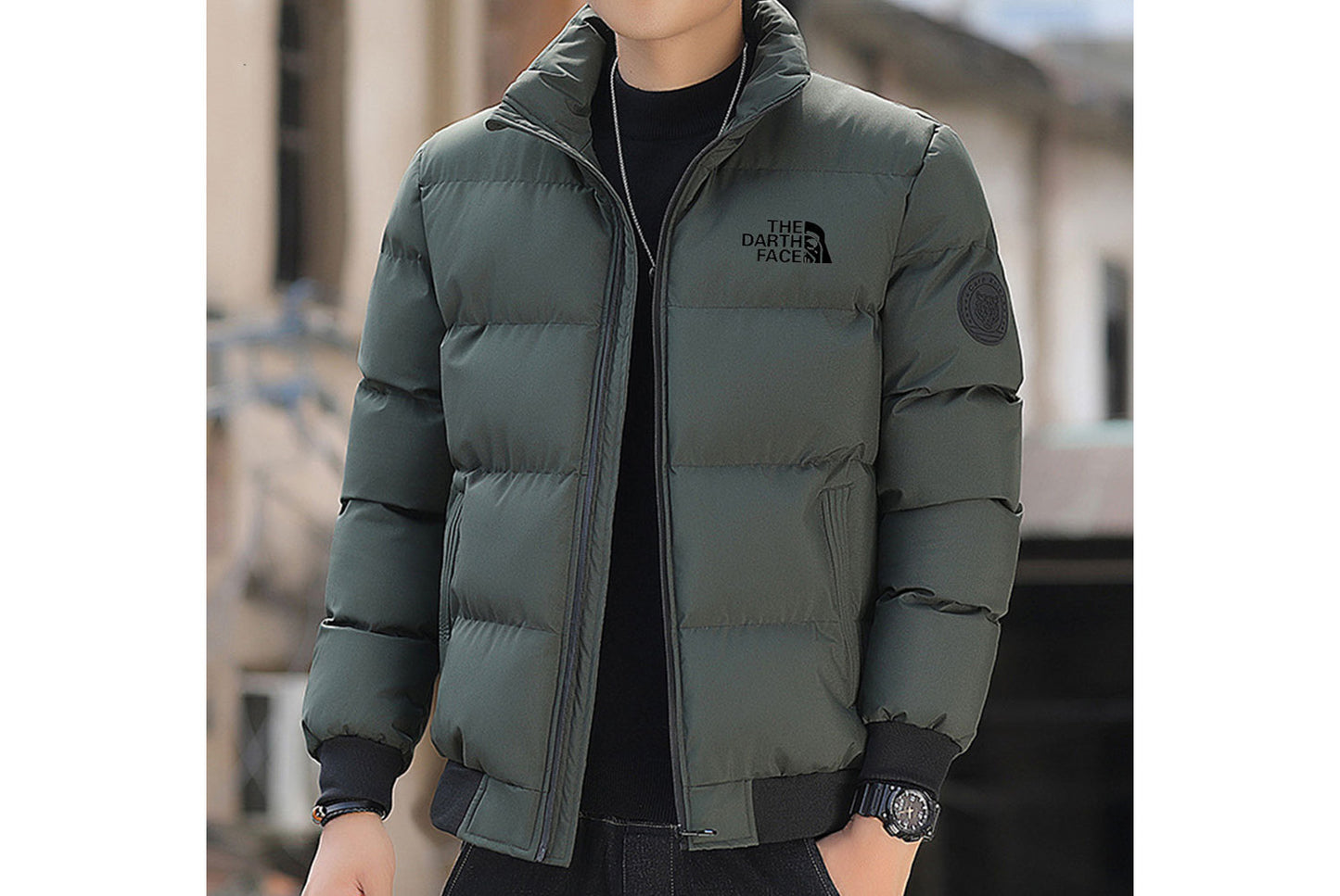 **Men's Stand-up Collar Thickened Jacket**