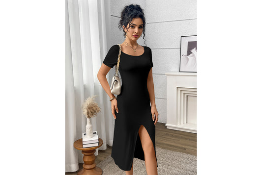 **French Vintage Collar Dress with Slit Waist**