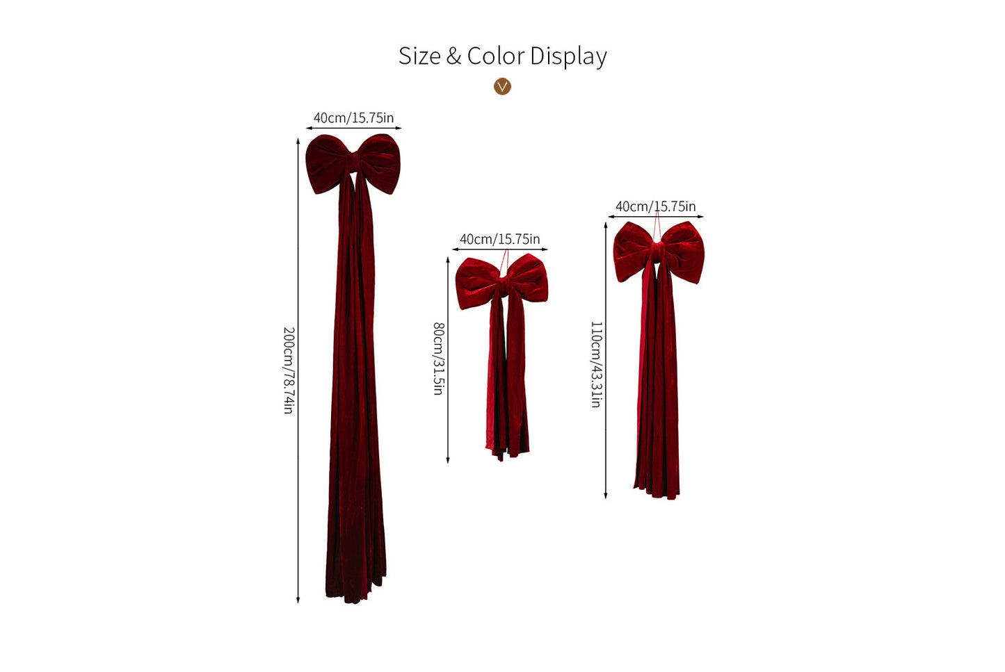 **Burgundy Fleece Christmas Bow Ornament (Multiple Sizes Available)**