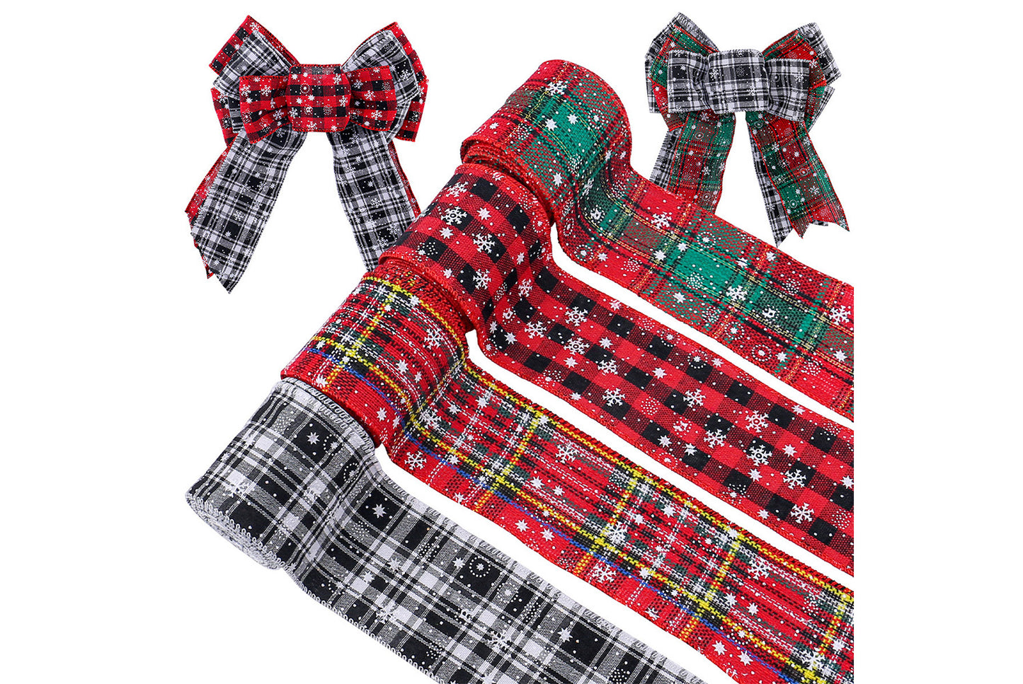 Christmas Snowflake Plaid Ribbon