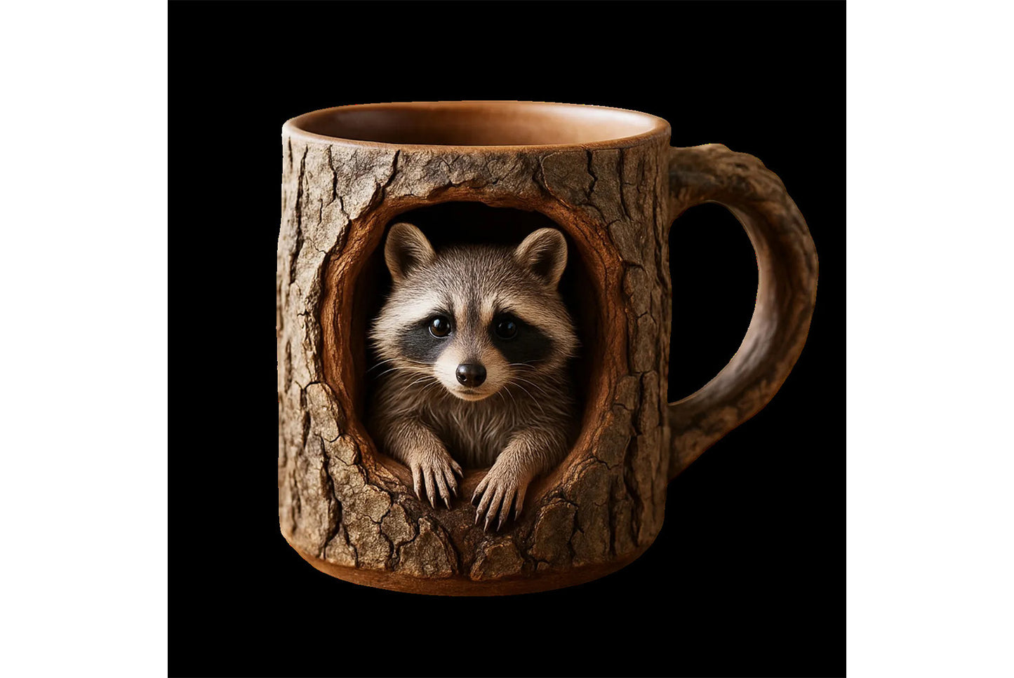 **Handmade Raccoon/Owl Tree Hole Mug | Creative Ceramic Mug**