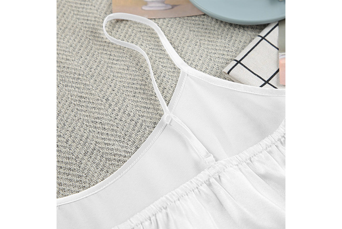 **Sexy Strappy Satin Nightdress Two-Piece Set**