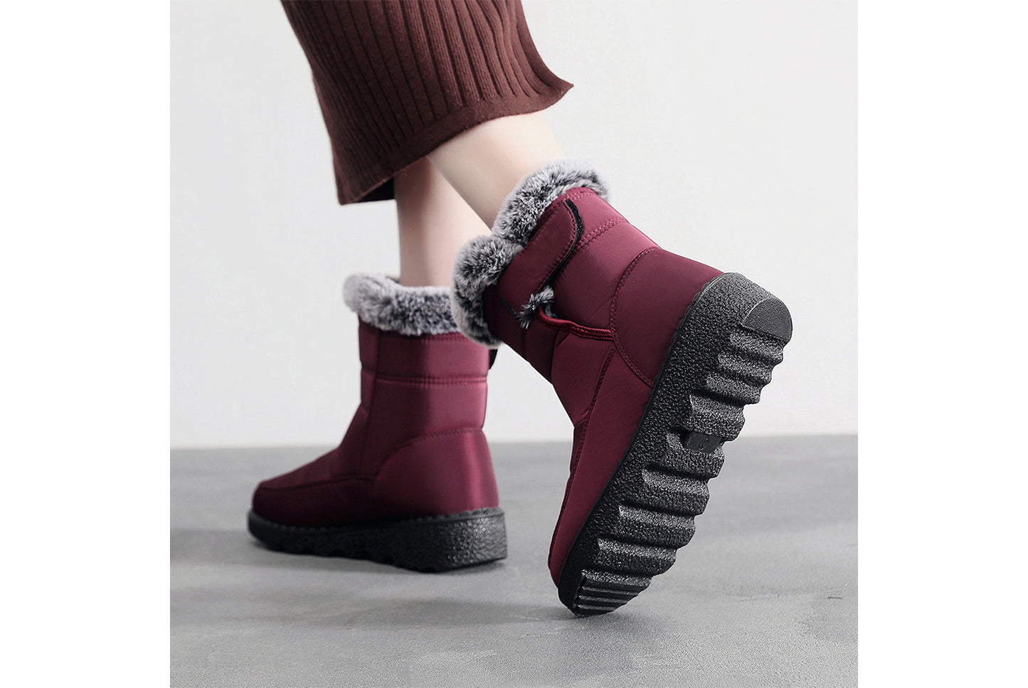 **Women's Waterproof Rabbit Fur Snow Boots**