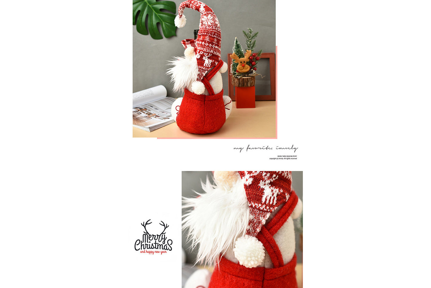 Christmas Faceless Doll Wine Bottle Holder