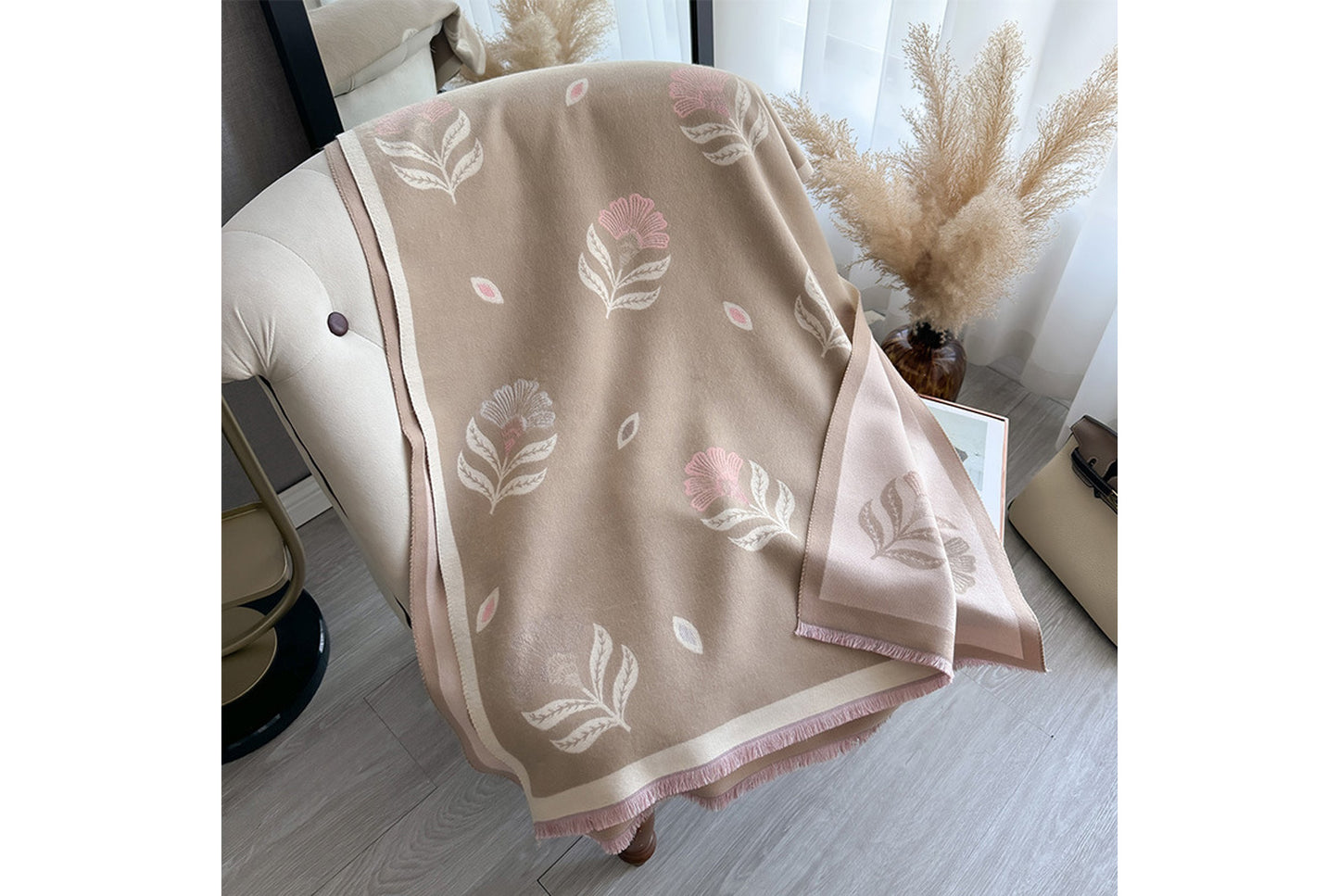 Autumn/Winter Faux Cashmere Floral Print Scarf/Shawl