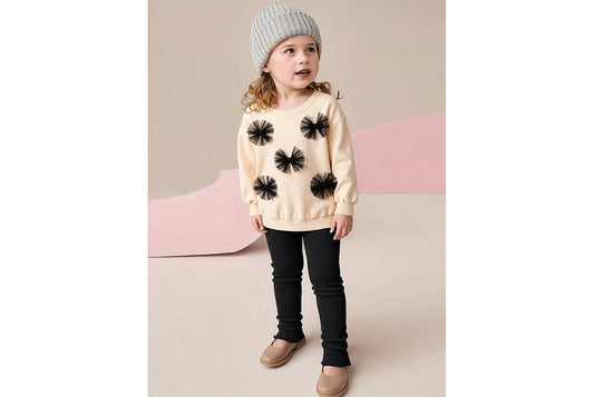 **Girls' Long-Sleeved Top and Pants Set - Cute Baby Clothing**