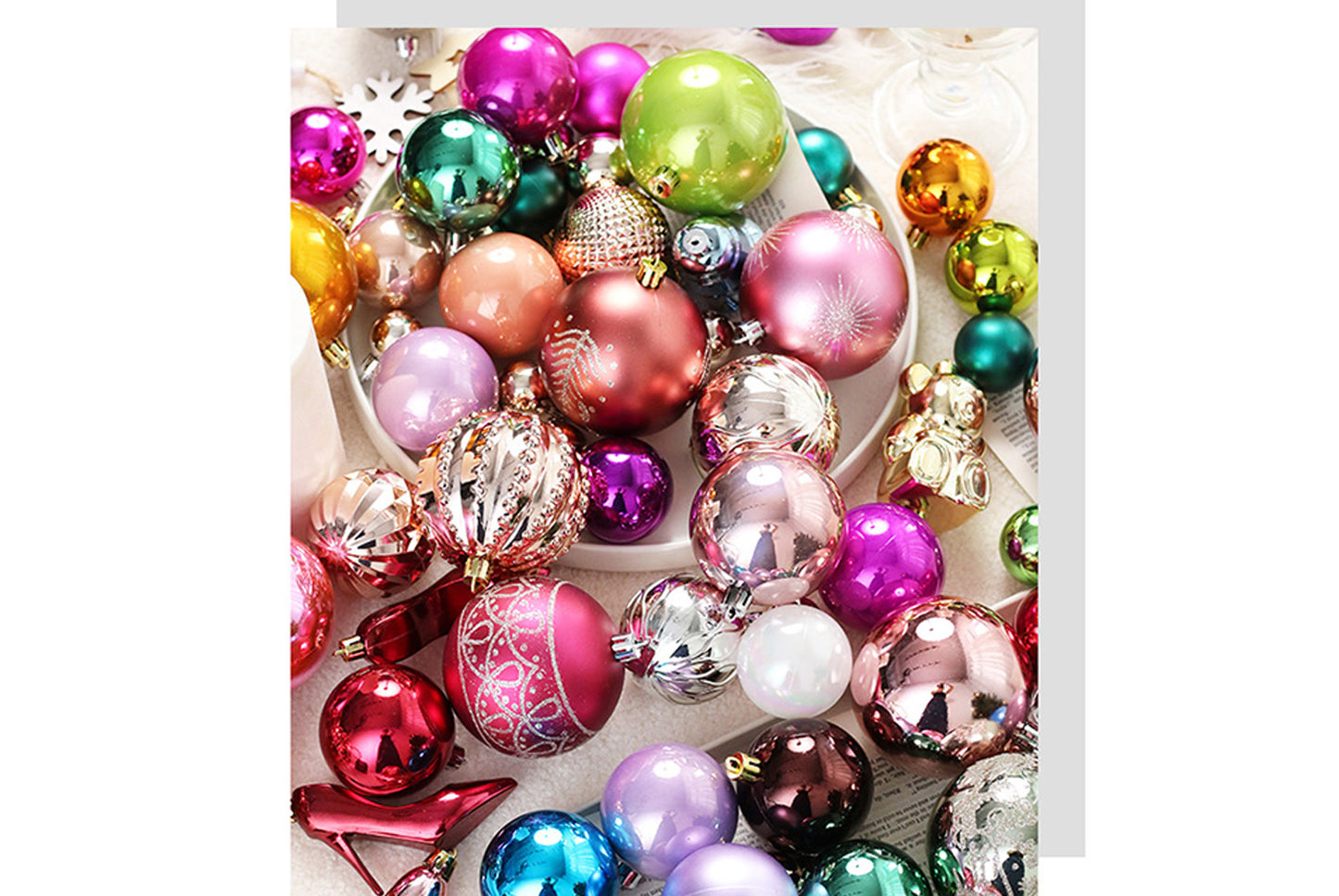 75 Randomly Painted Electroplated Christmas Ball Set