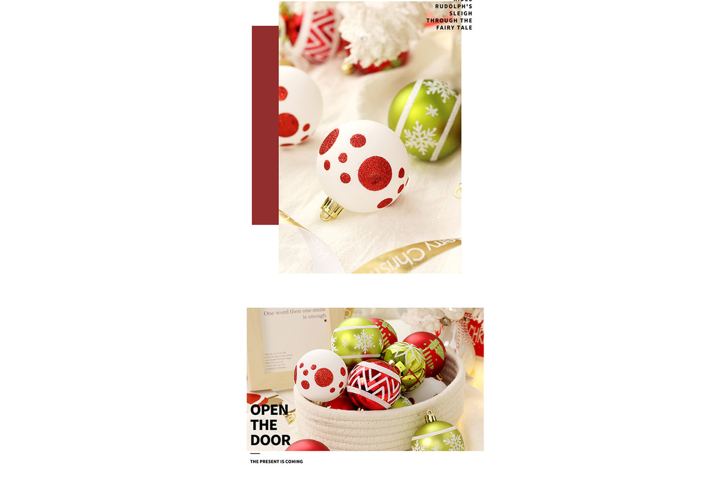 **16-Piece Red, Green, and White Christmas Ball Decoration Set**