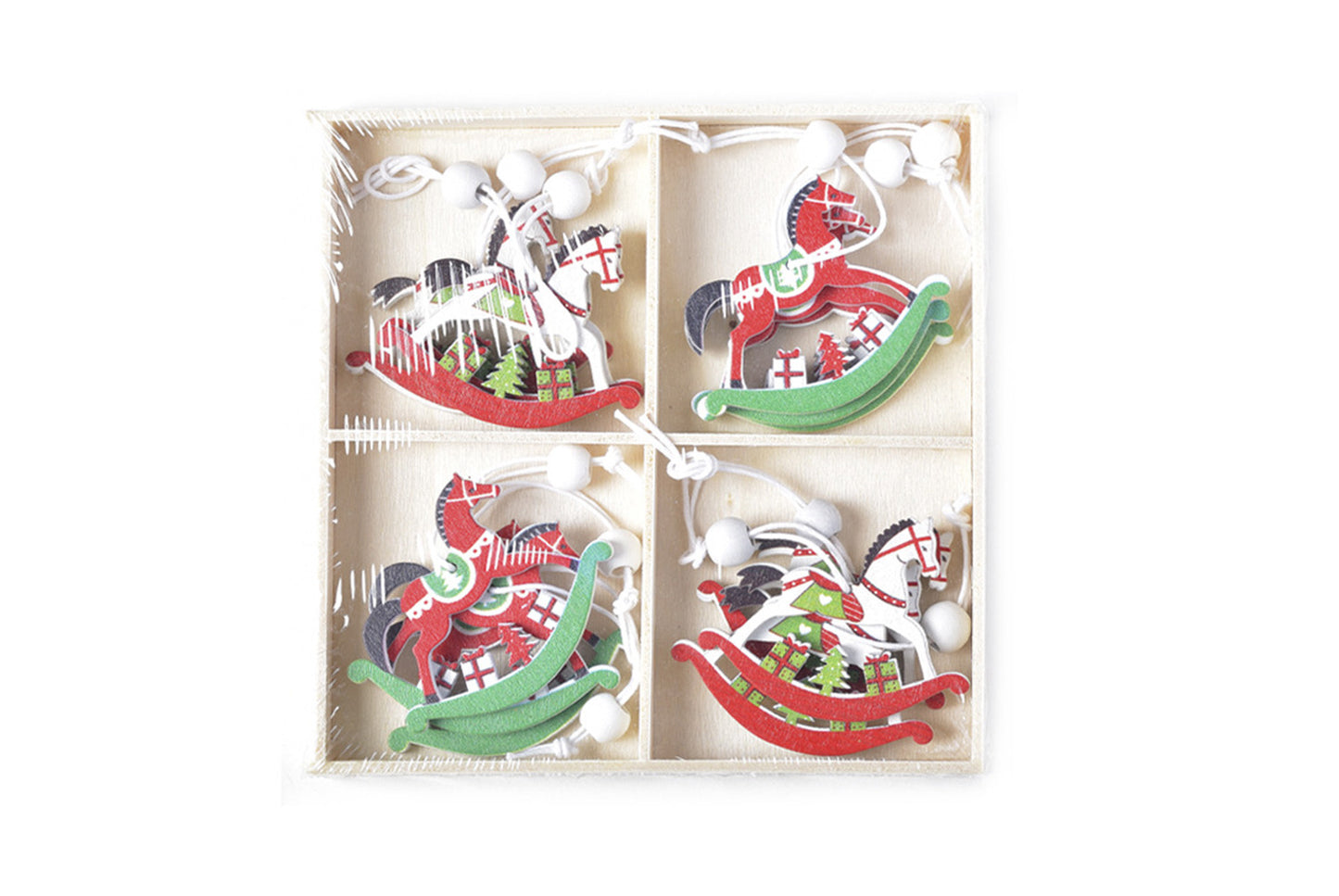 **Wooden Box Christmas Ornament Set - Holiday Decorations**