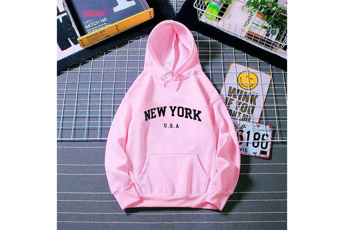 NEW YORK USA Letter Print Hoodie