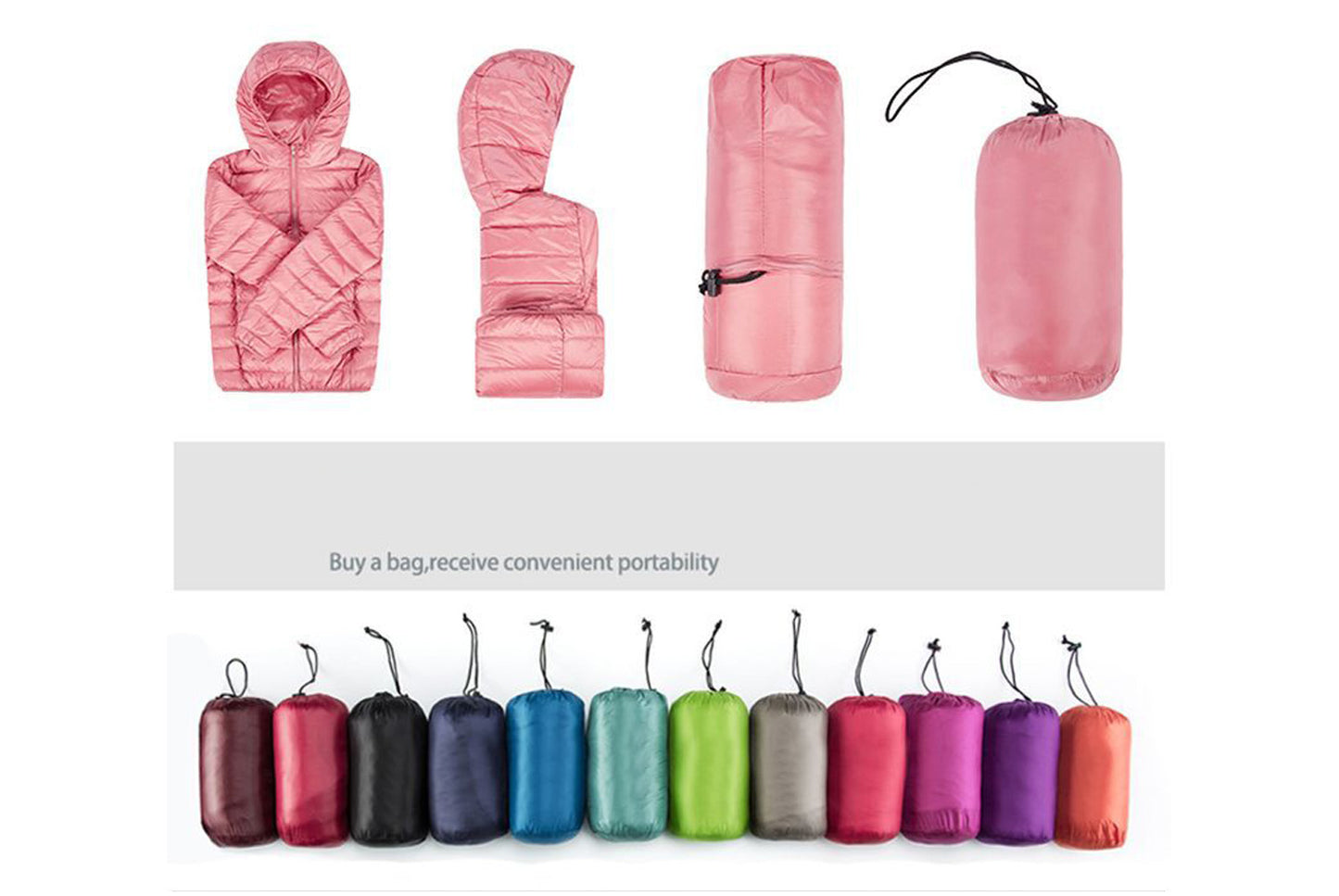 **Ladies short white duck down jacket (lightweight and warm)**