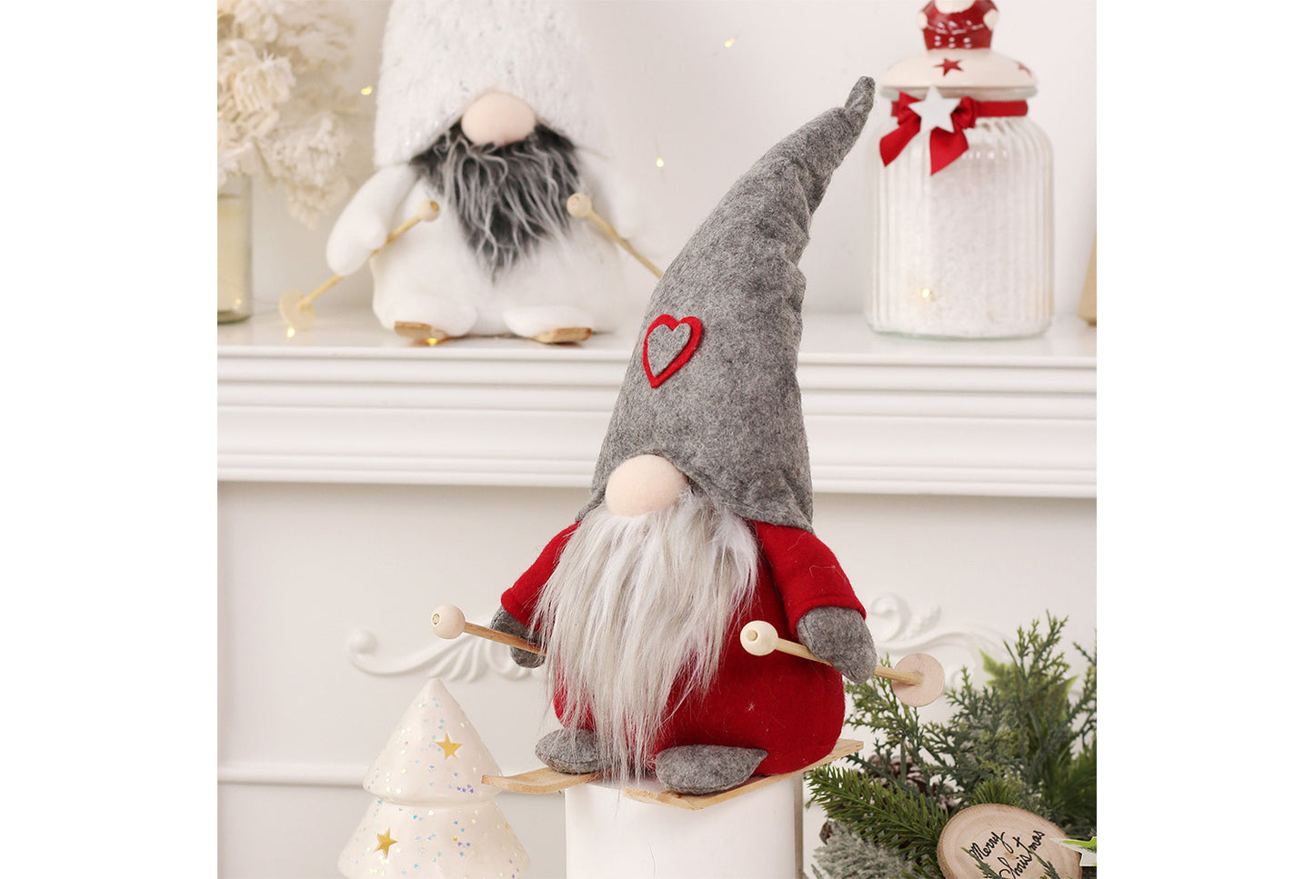 35cm Skiing Faceless Old Man Doll