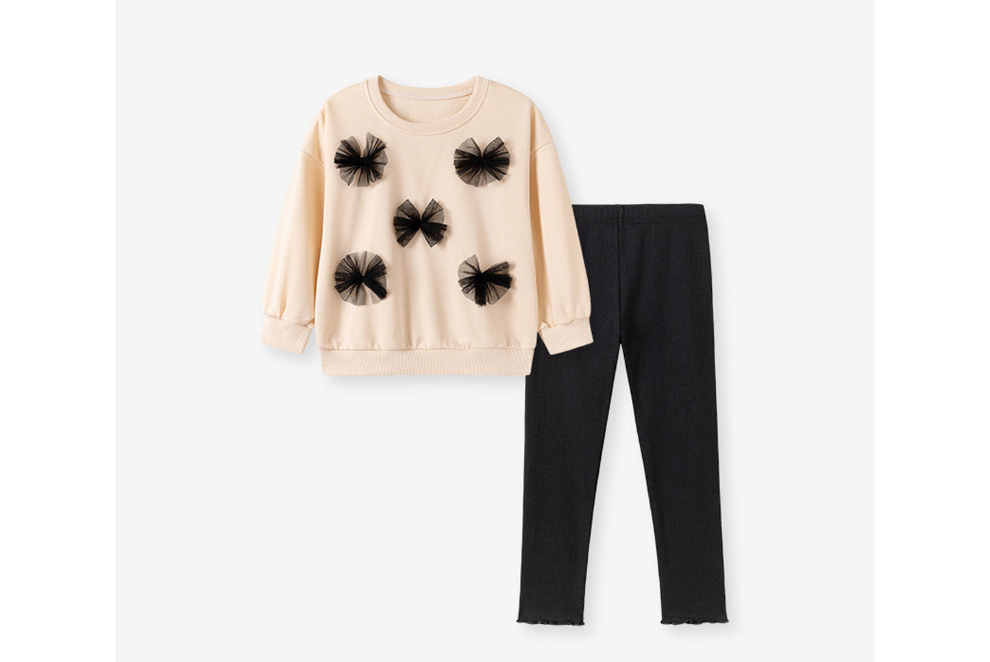 **Girls' Long-Sleeved Top and Pants Set - Cute Baby Clothing**