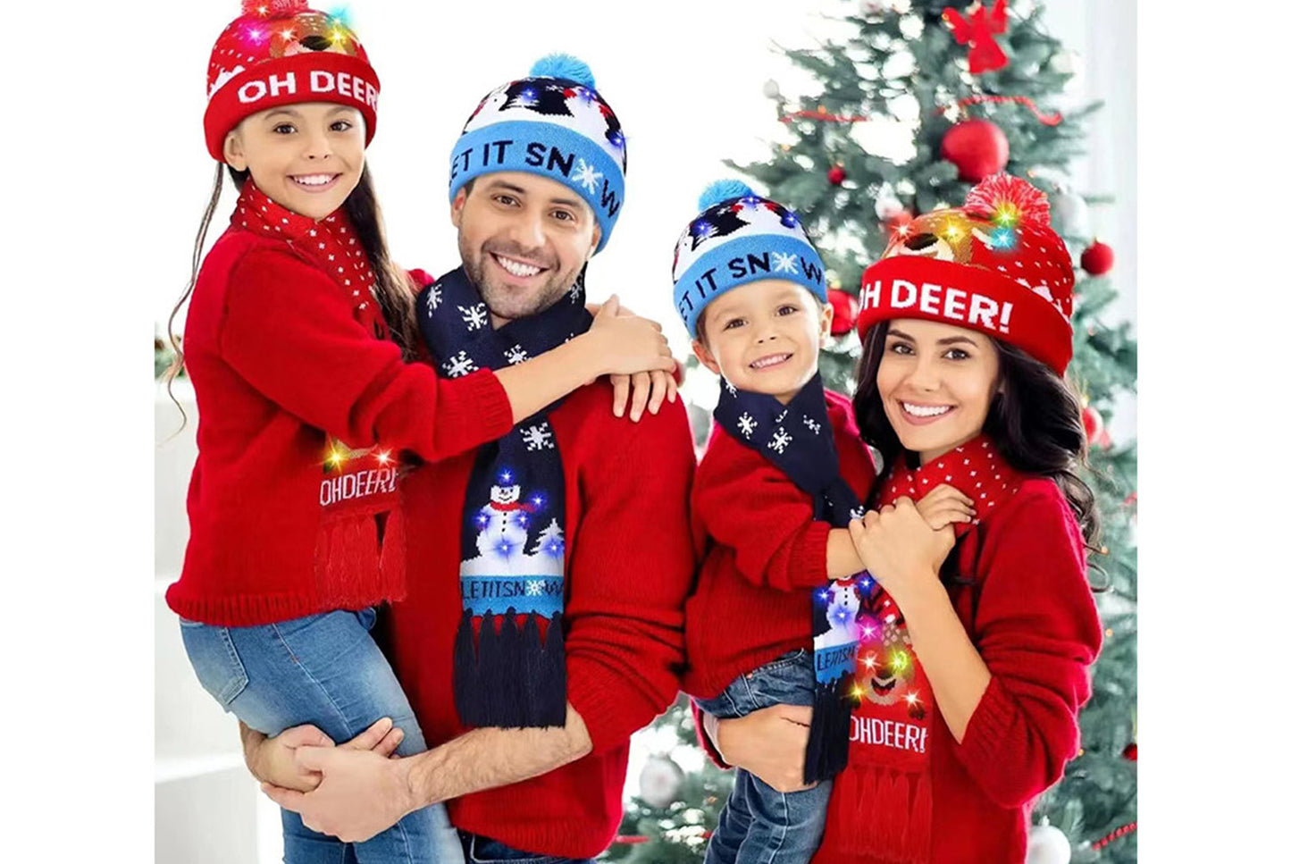 Christmas LED Jacquard Hat and Scarf Set