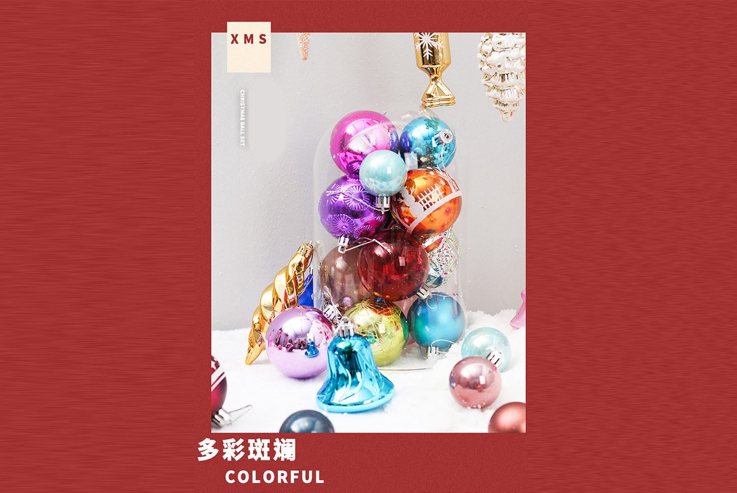75 Randomly Painted Electroplated Christmas Ball Set