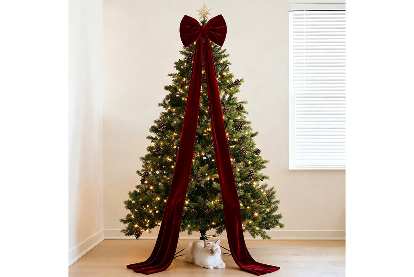 **Burgundy Fleece Christmas Bow Ornament (Multiple Sizes Available)**