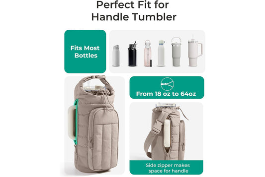 **Quilted Insulated Water Bottle Sleeve &amp; Shoulder Bag**