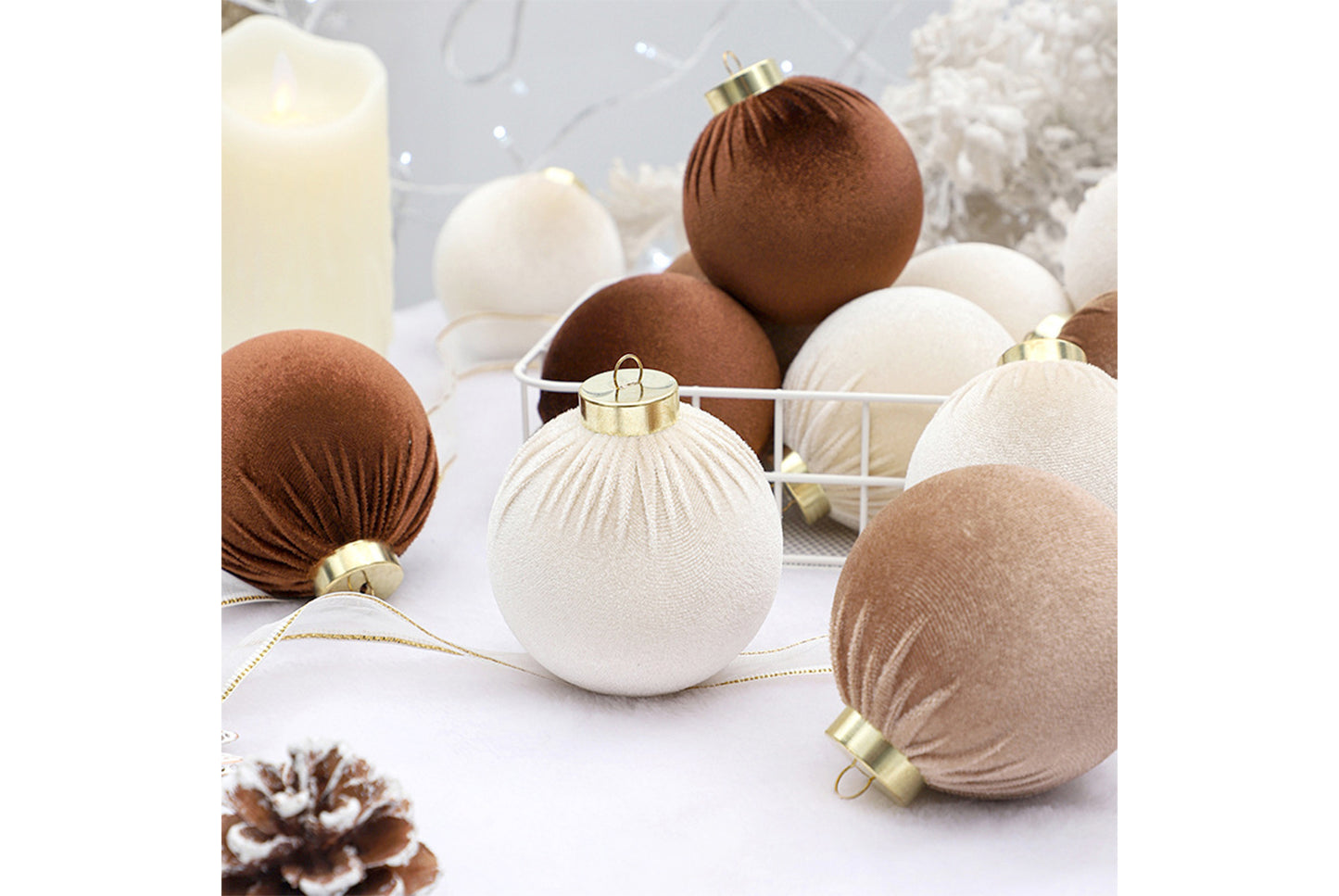 8cm/12 Cloth-Wrapped Christmas Ball Gift Pack
