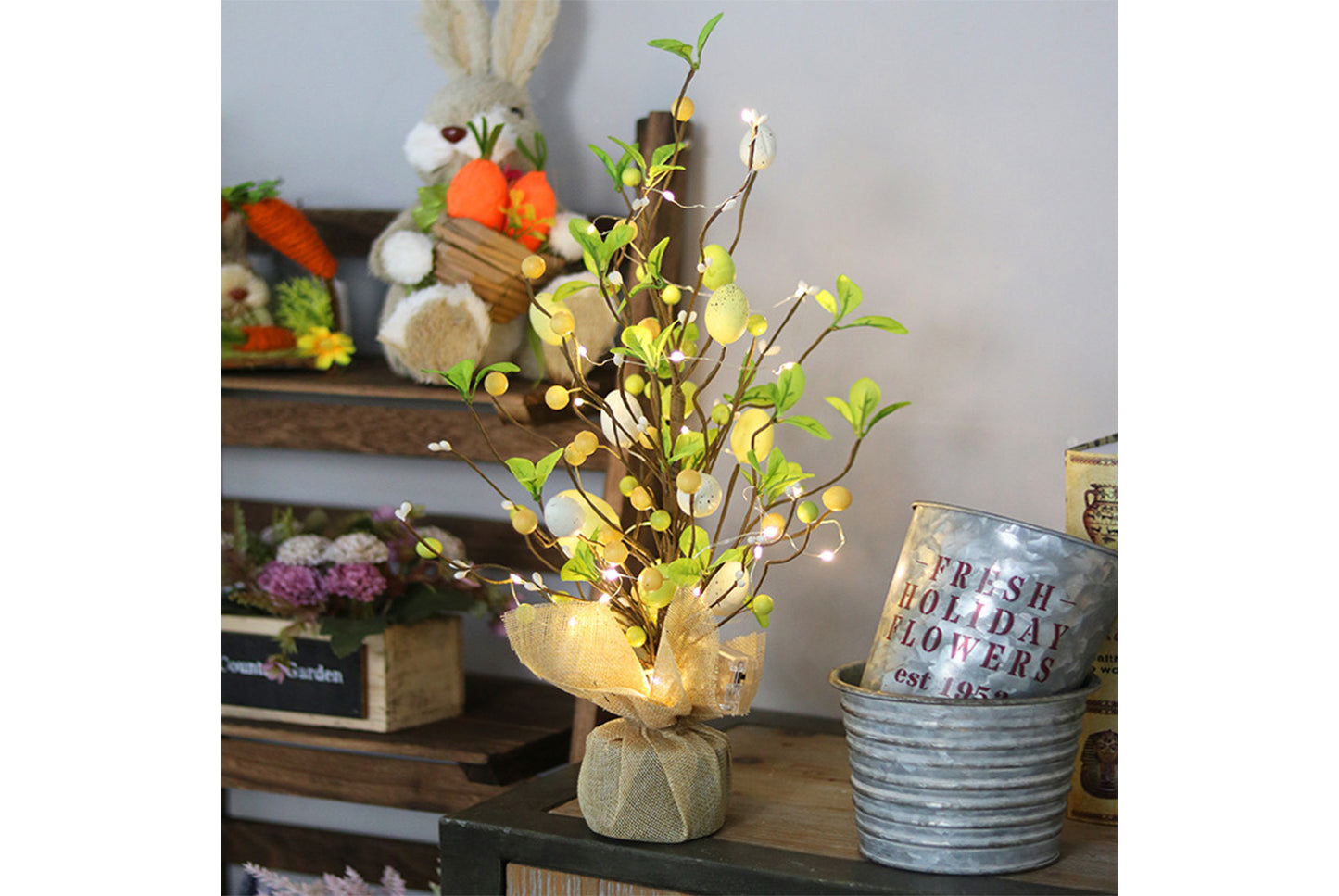 LED Light-Up Easter Egg Tree - Easter Tabletop Ornament