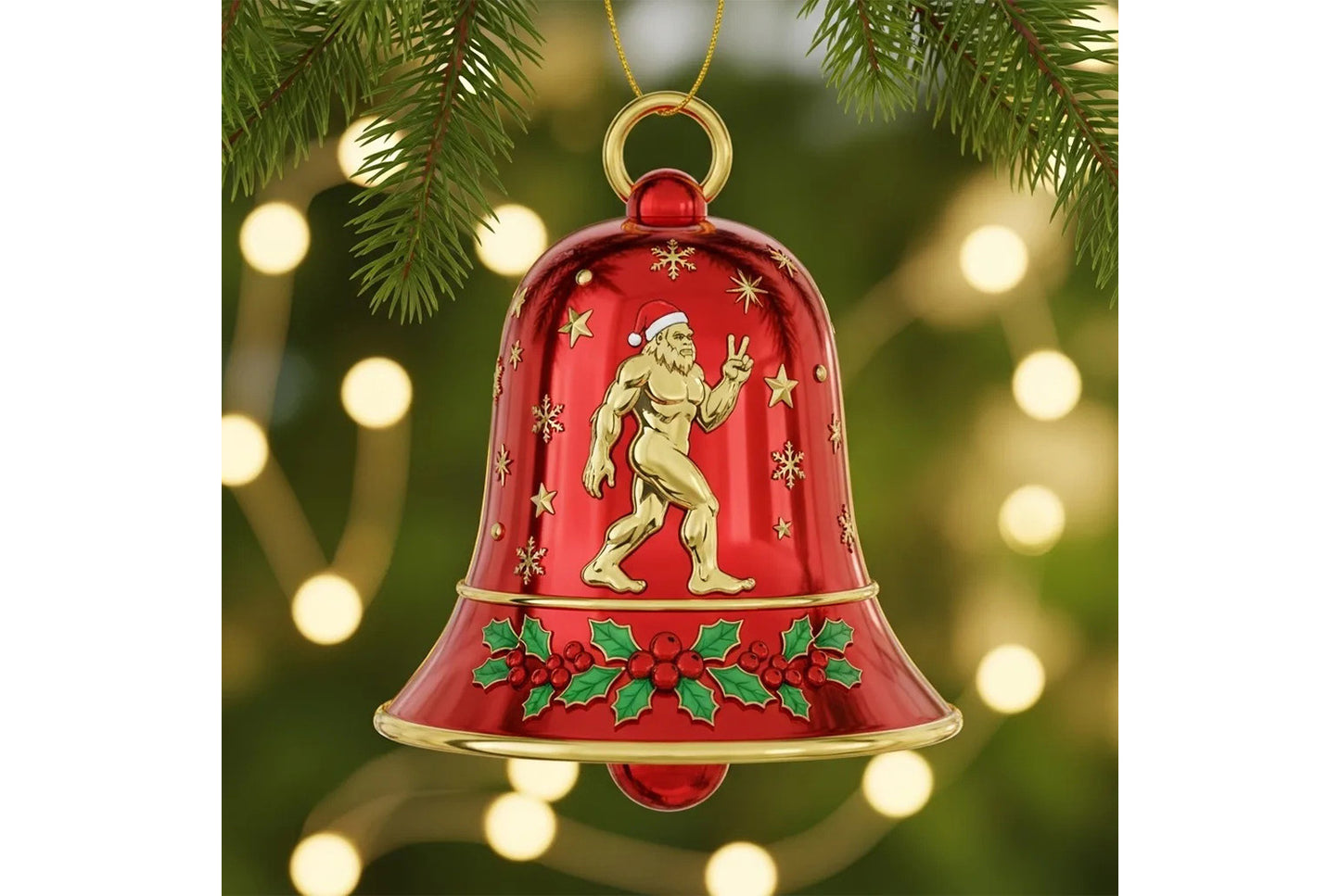 **Bigfoot Christmas Bell Ornament | Alloy (Multiple Colors Available)**