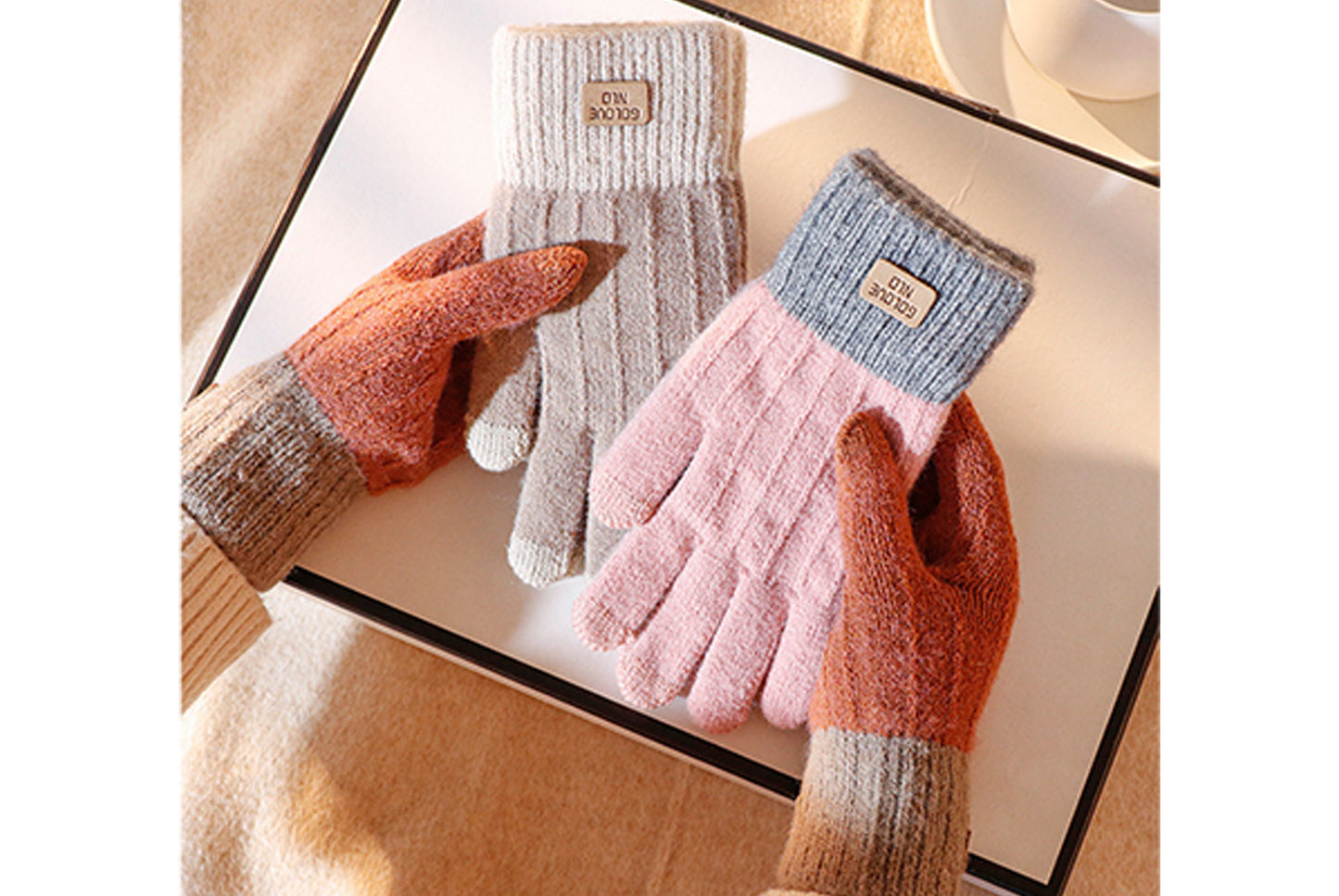 Thickened Alpaca Wool Touchscreen Gloves for Autumn/Winter