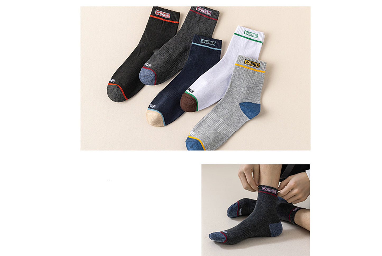 Men's Solid Color Letter Mid-Calf Sports Socks