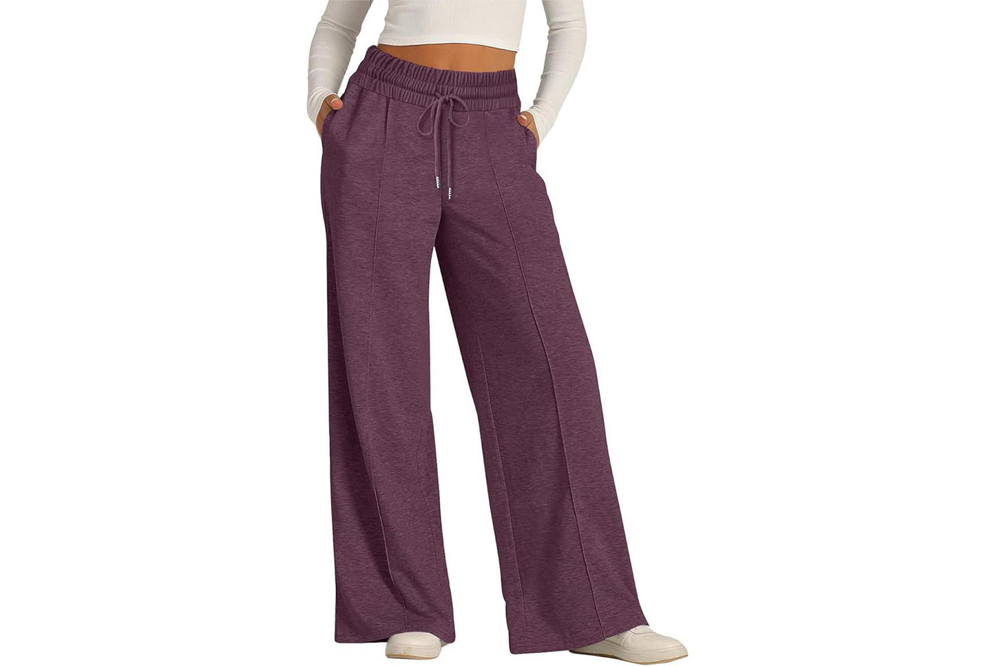 Women's Solid Color Casual Wide-Leg Sweatpants