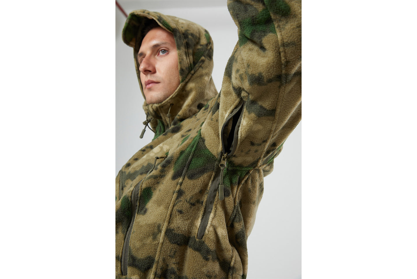 Men's Tactical Camouflage Fleece Hooded Jacket