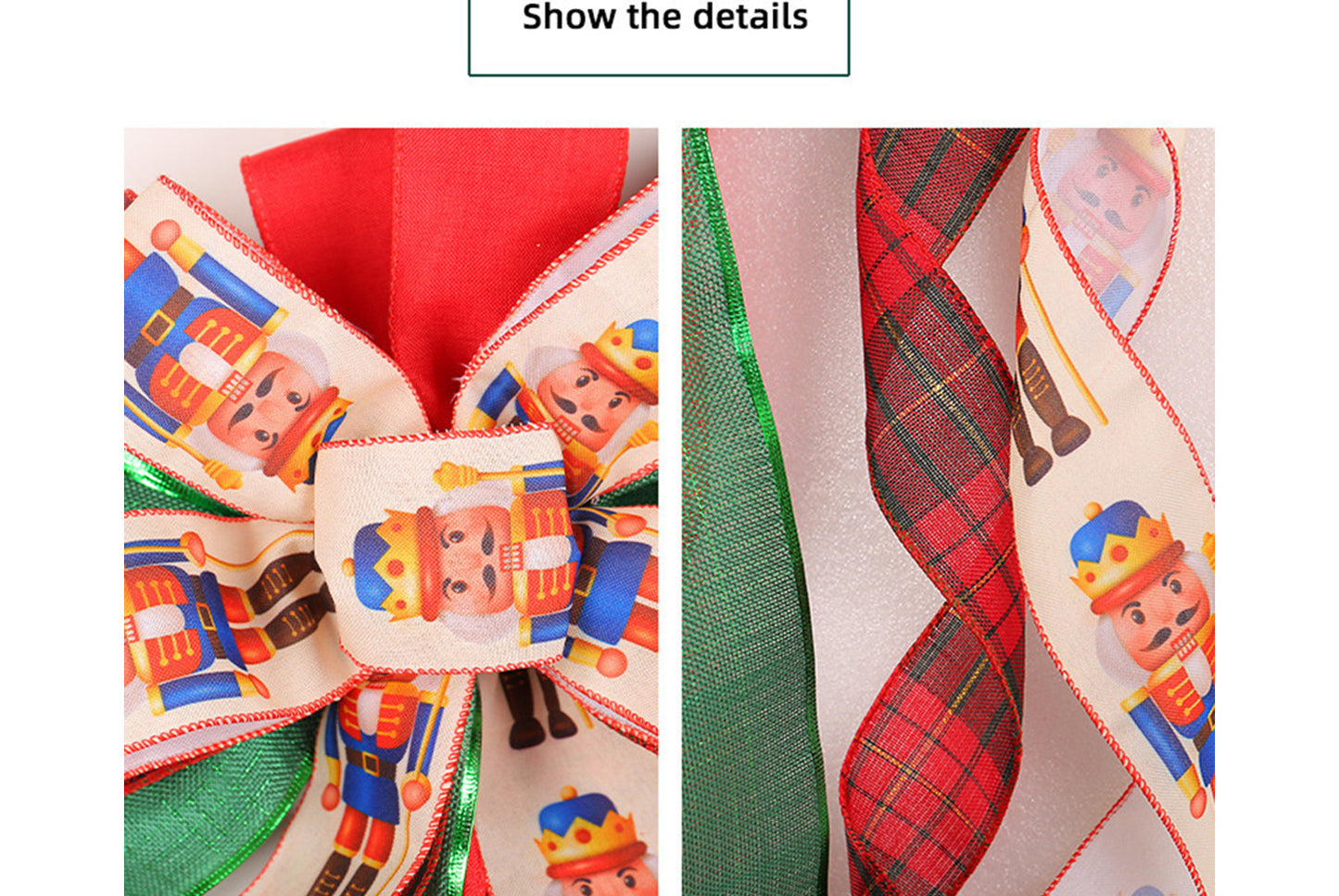 Christmas Tree Bow Hanging Ornament - Holiday Treetop Decoration