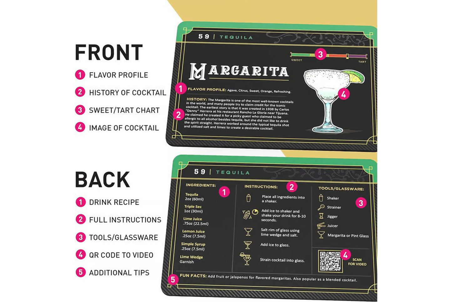 **100 Cocktail Recipe Cards (Professional Bartending Guide)**