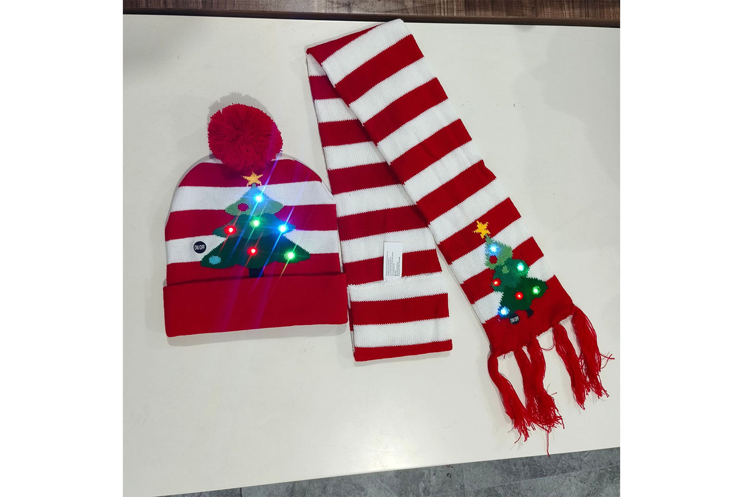 Christmas LED Jacquard Hat and Scarf Set