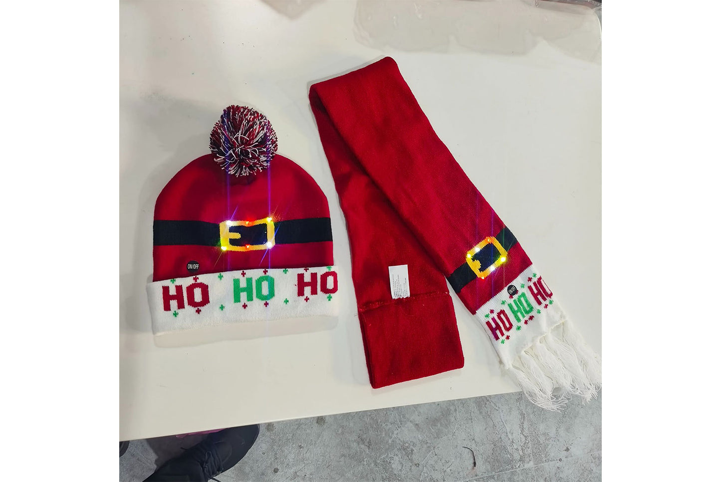 Christmas LED Jacquard Hat and Scarf Set