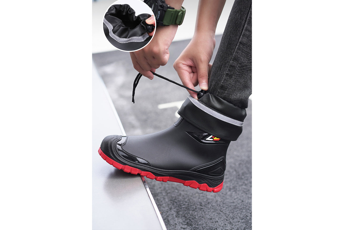 Men's Mid-Calf Fleece-Lined Non-Slip Rain Boots