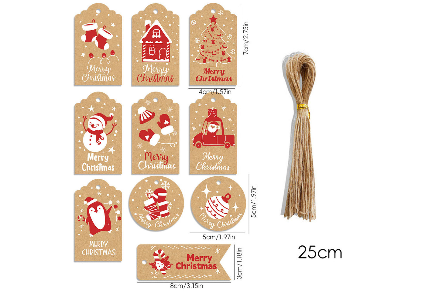 Christmas Vintage Kraft Paper Hanging Tags