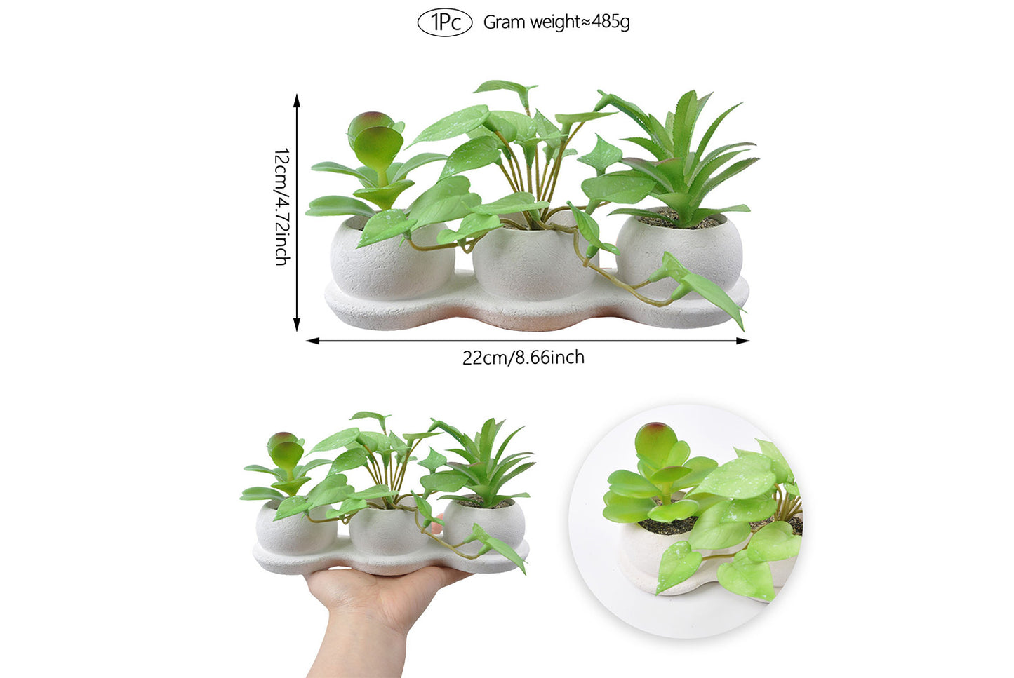 Halloween Simulated Plant Pots | Skull/White Pot/Succulent Series