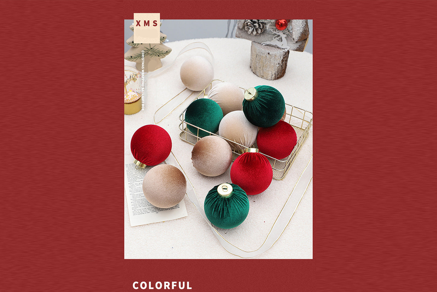 8cm/12 Cloth-Wrapped Christmas Ball Gift Pack