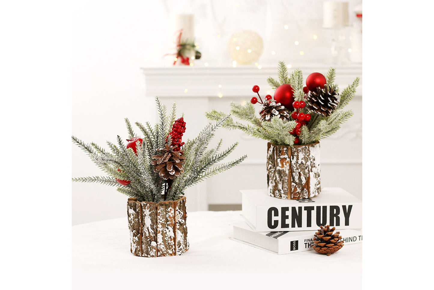 **25cm Flocked PE Simulated Mini Christmas Tree Ornament**