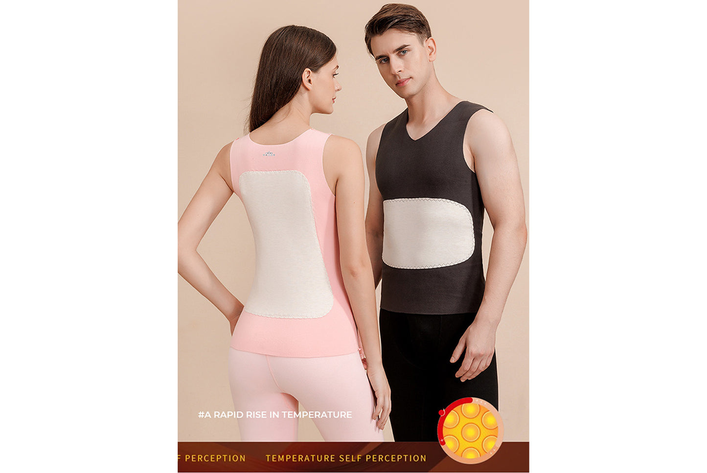**Couple Large Patch Seamless Warm Vest Set**