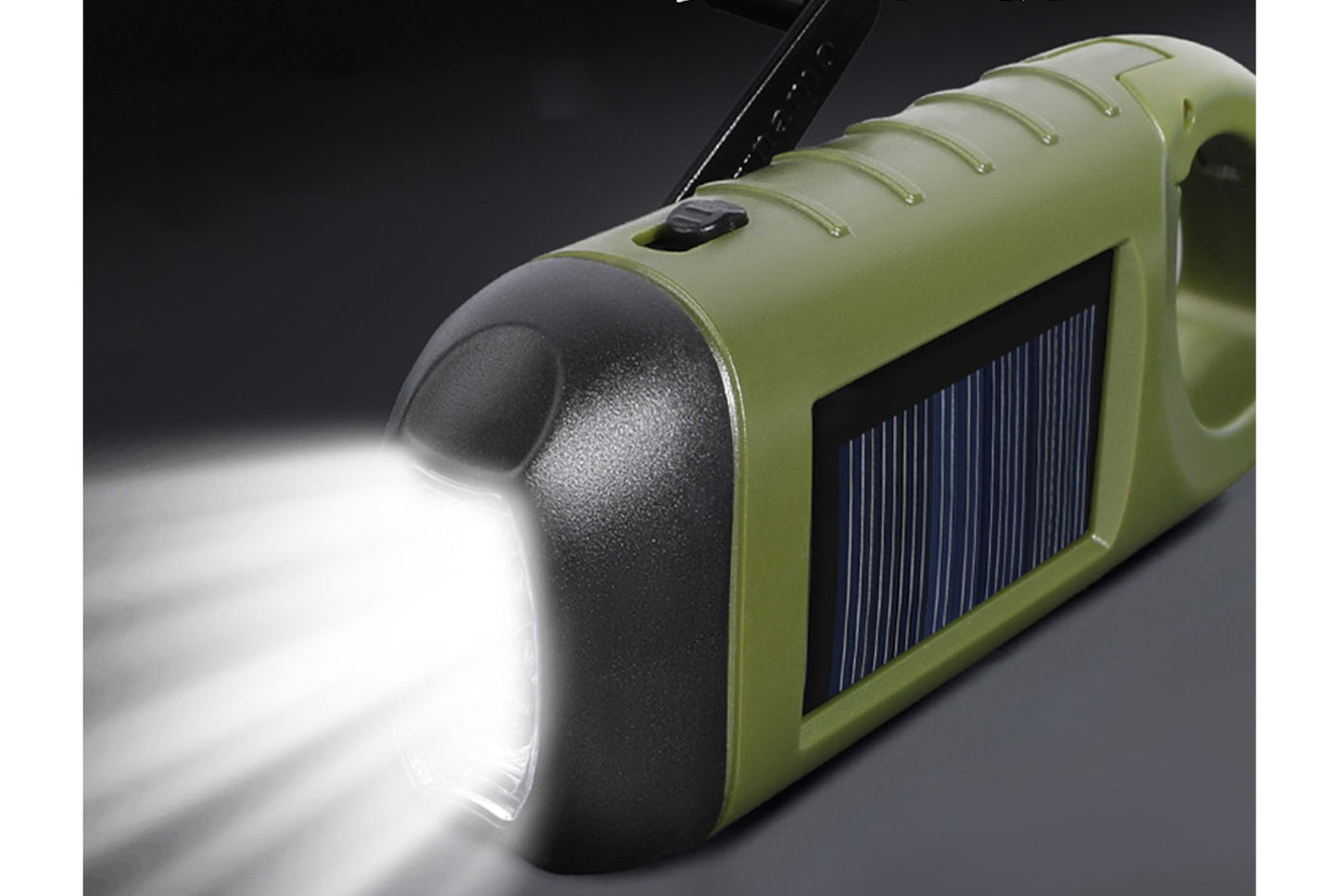 Solar-Powered Flashlight, Hand-Cranked/USB Rechargeable