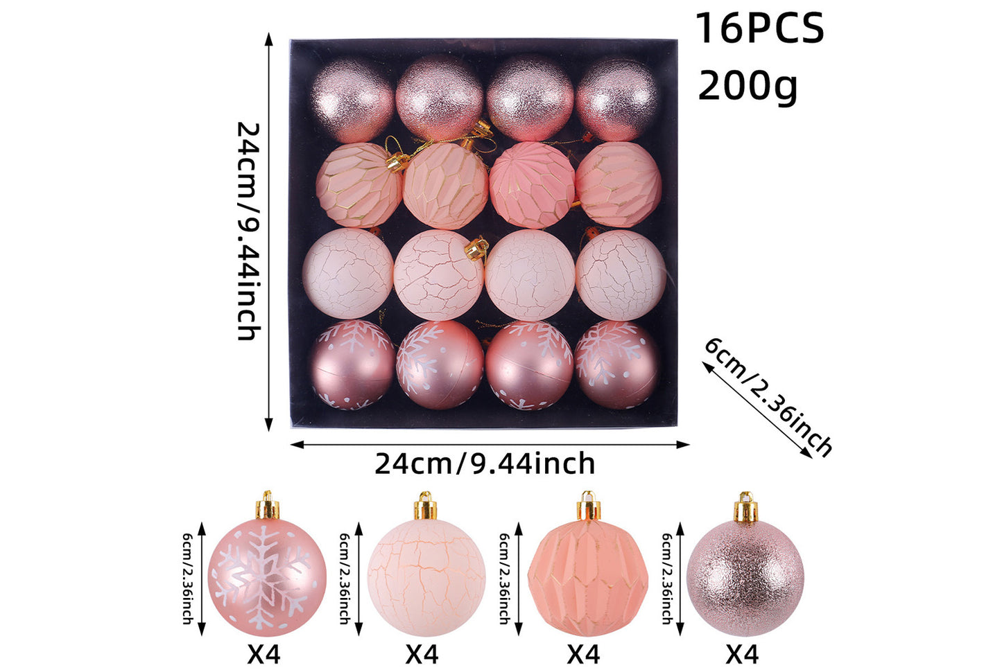 Painted Christmas Ball Pendant Set - Shaped Christmas Tree Decoration