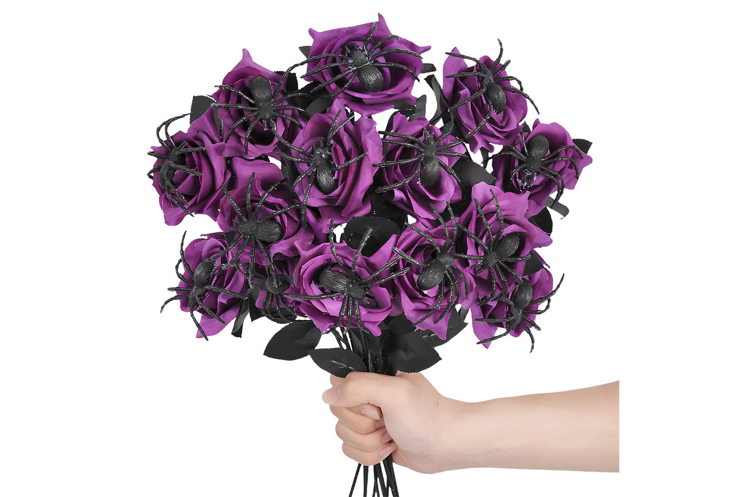 Halloween Skull Spider Roses (10-Pack)