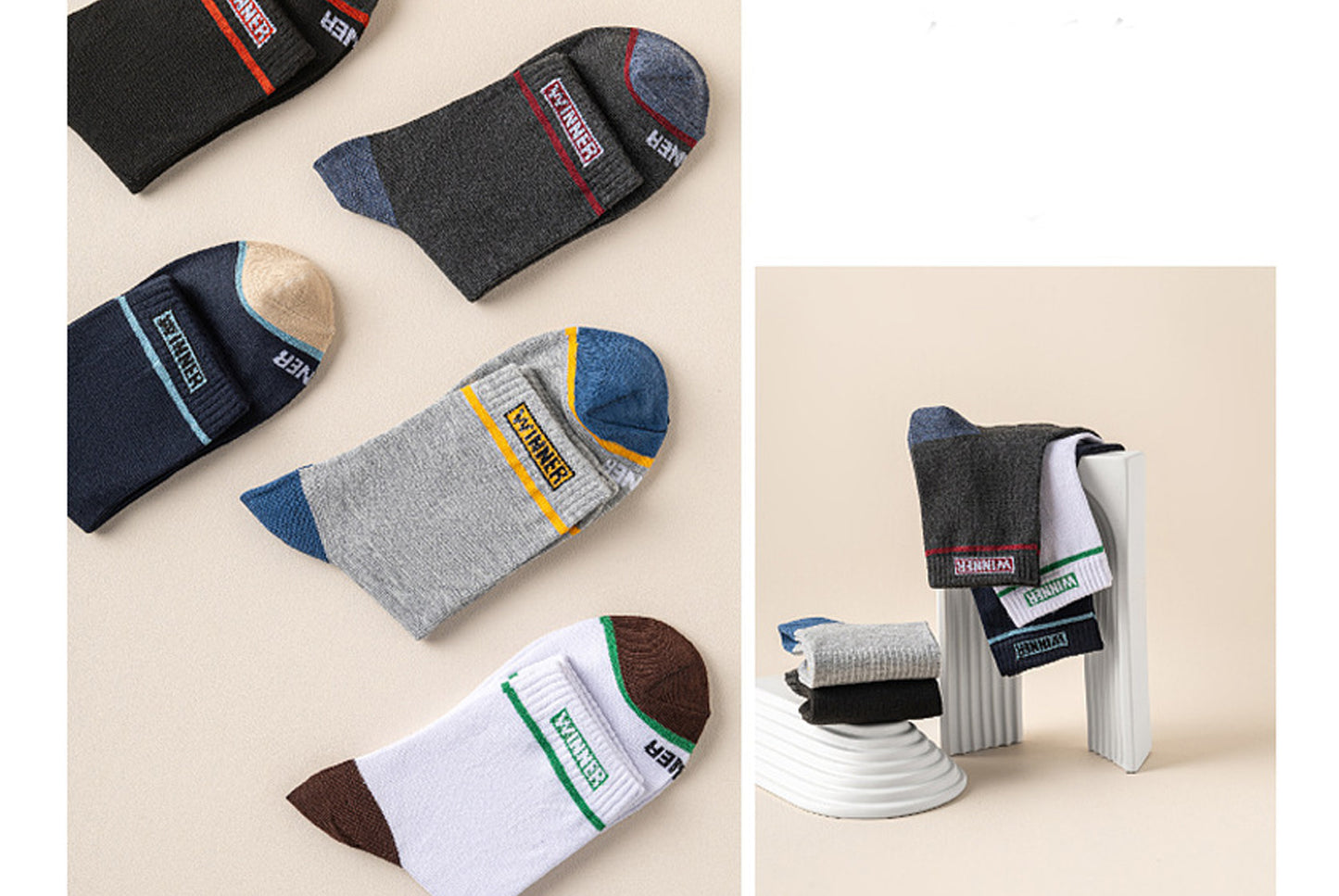 Men's Solid Color Letter Mid-Calf Sports Socks