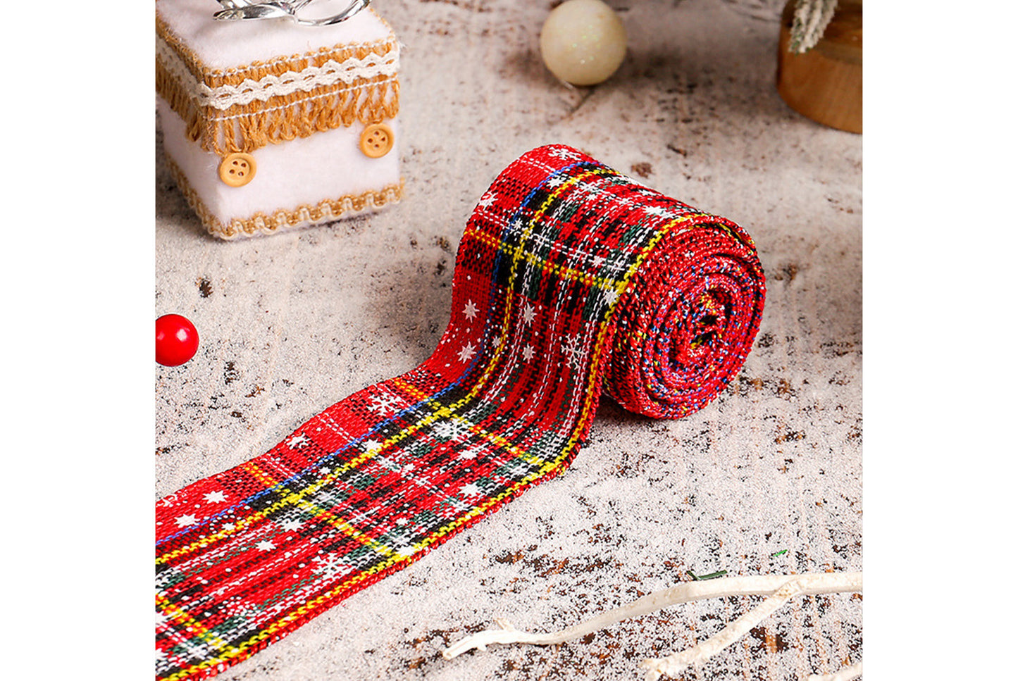 Christmas Snowflake Plaid Ribbon