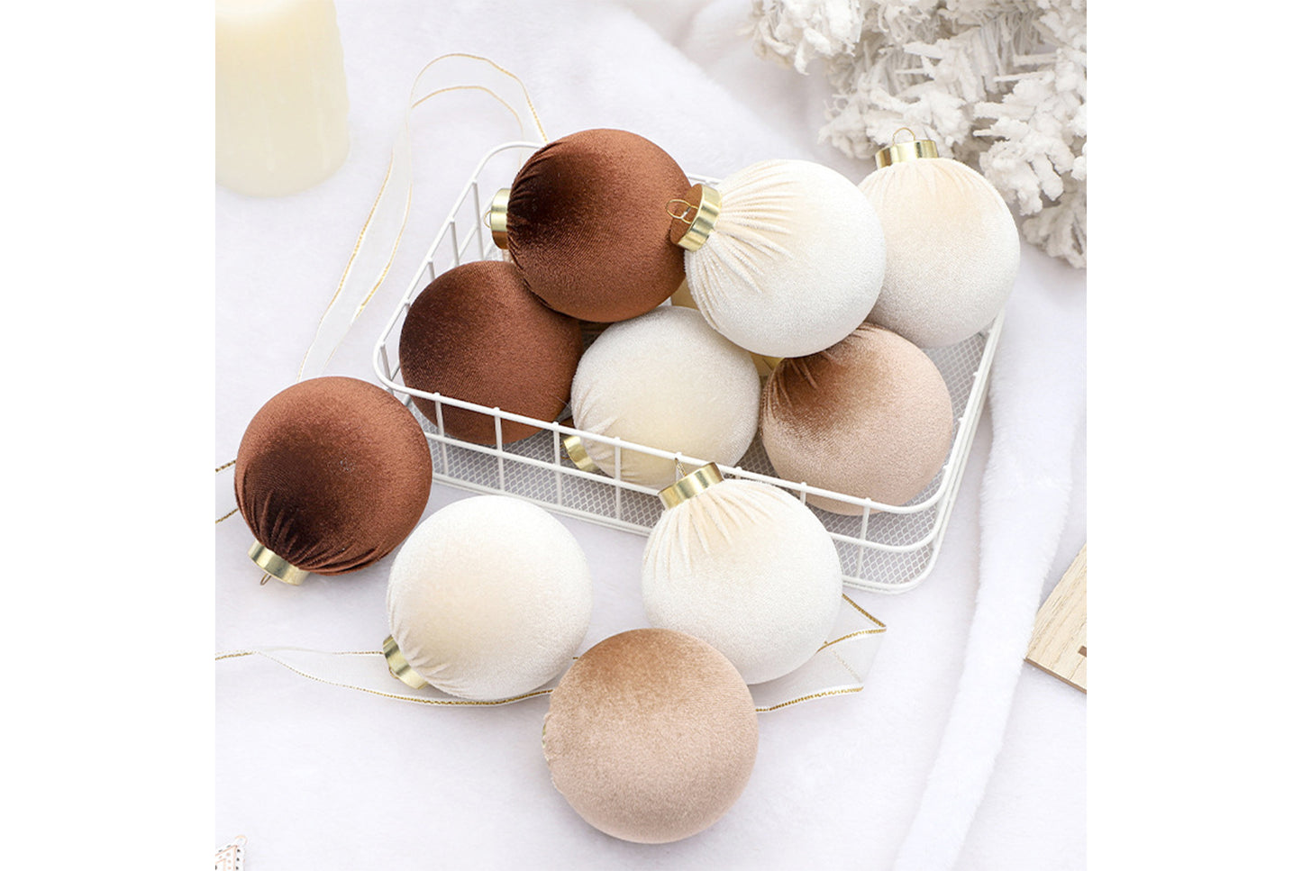 8cm/12 Cloth-Wrapped Christmas Ball Gift Pack